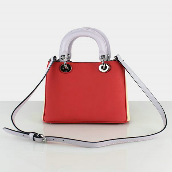 mini dior diorissimo original calfskin leather bag 44375 light red & off white&purple